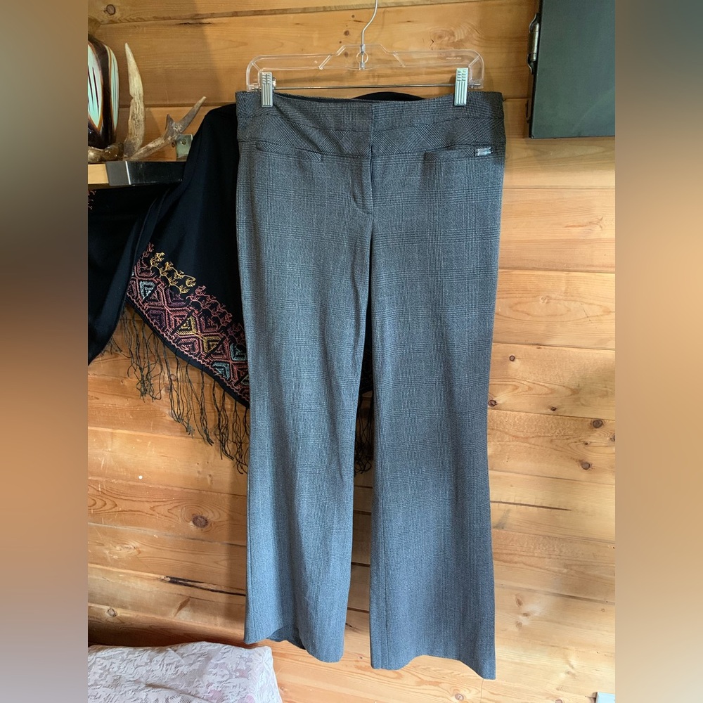Vintage Wool Wide Leg Pants Womens Size 6 Regular Grey Plaid Editor Express